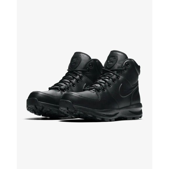 Nike Manoa Leather Boots Water Resistant Triple Black 454350-003 Men's Size 11 - Picture 10 of 10